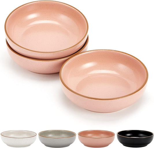 Howise Ceramic Cat Bowls - 3 Pack 5.19 inch Pet Dishes for Food and Water, Matte Pink Finish