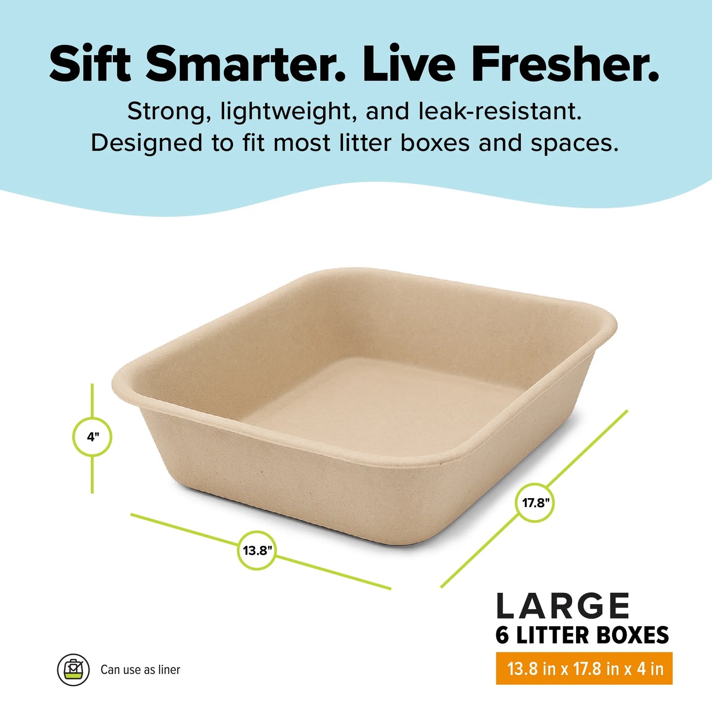 Premium Eco-Friendly Large Cat Sifter Litter Box with Scoop - Set of 6