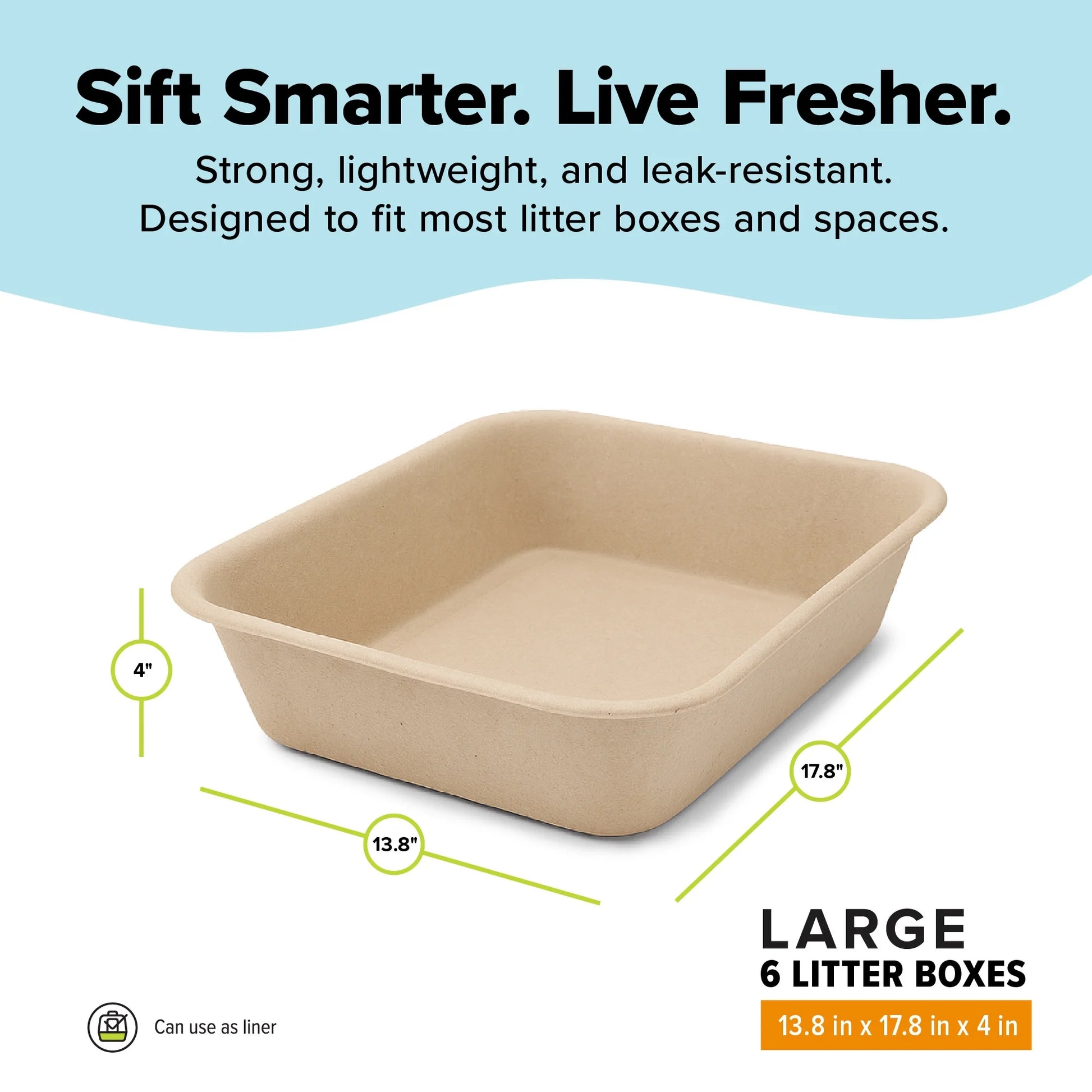 Premium Eco-Friendly Large Cat Sifter Litter Box with Scoop - Set of 6