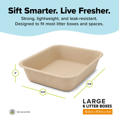 Premium Eco-Friendly Large Cat Sifter Litter Box with Scoop - Set of 6