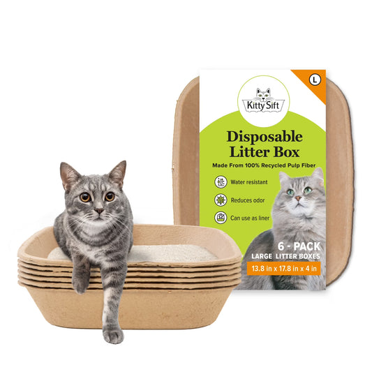 Premium Eco-Friendly Large Cat Sifter Litter Box with Scoop - Set of 6